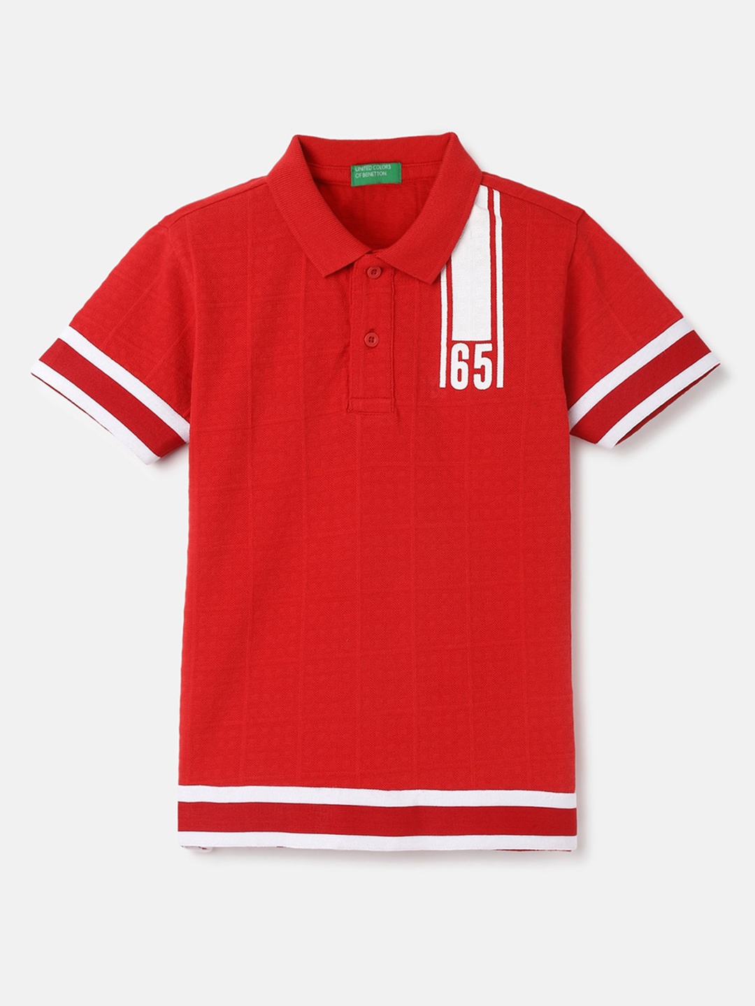 

United Colors of Benetton Boys Polo Collar Pure Cotton T-shirt, Red
