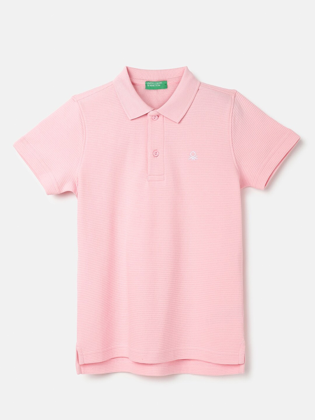 United Colors of Benetton Boys Polo Collar Pure Cotton T-shirt, Pink