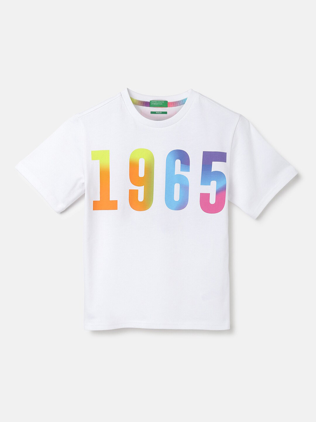 

United Colors of Benetton Boys Graphic Printed Pure Cotton T-shirt, White
