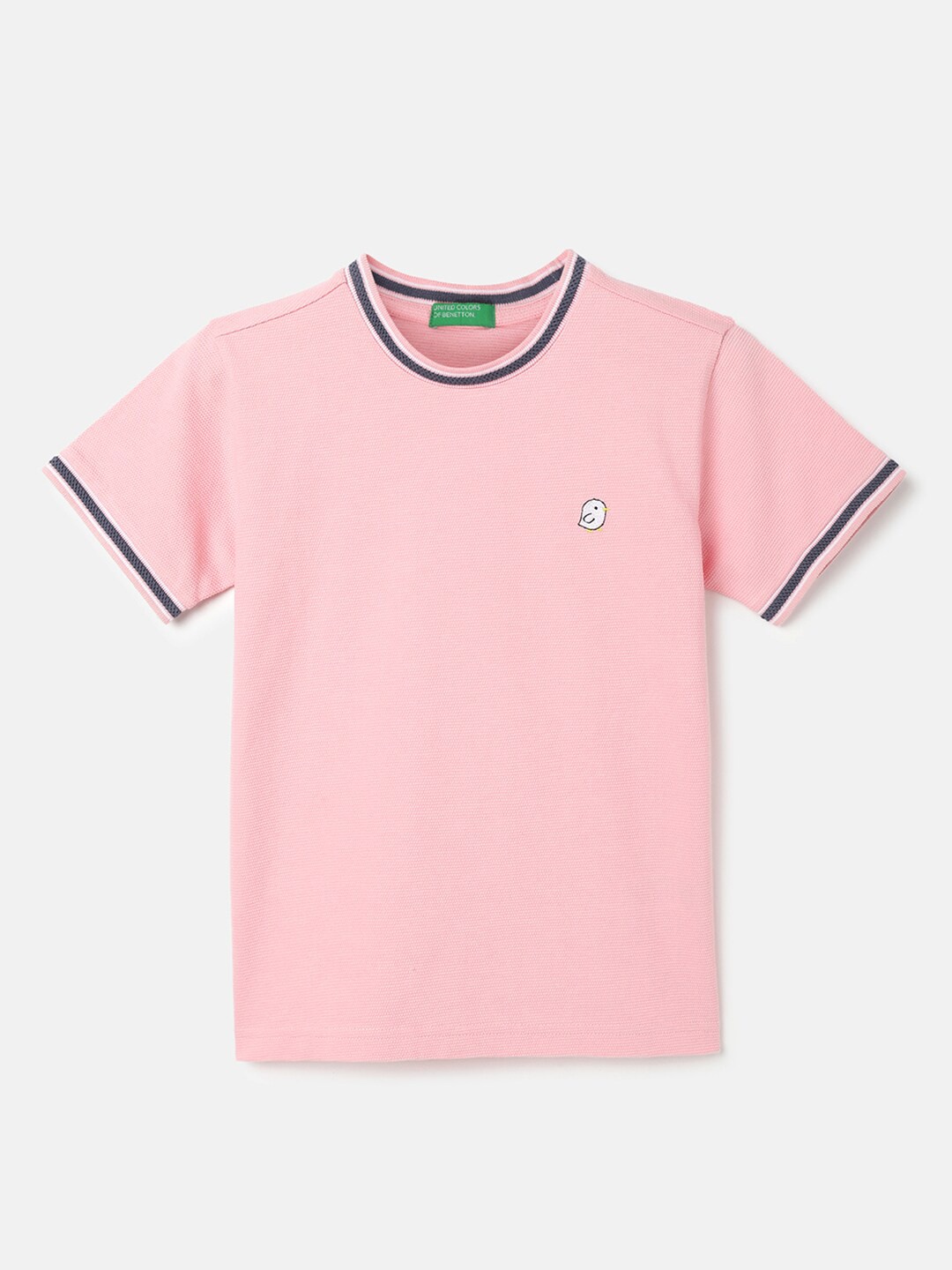 

United Colors of Benetton Boys Round Neck Pure Cotton T-shirt, Pink