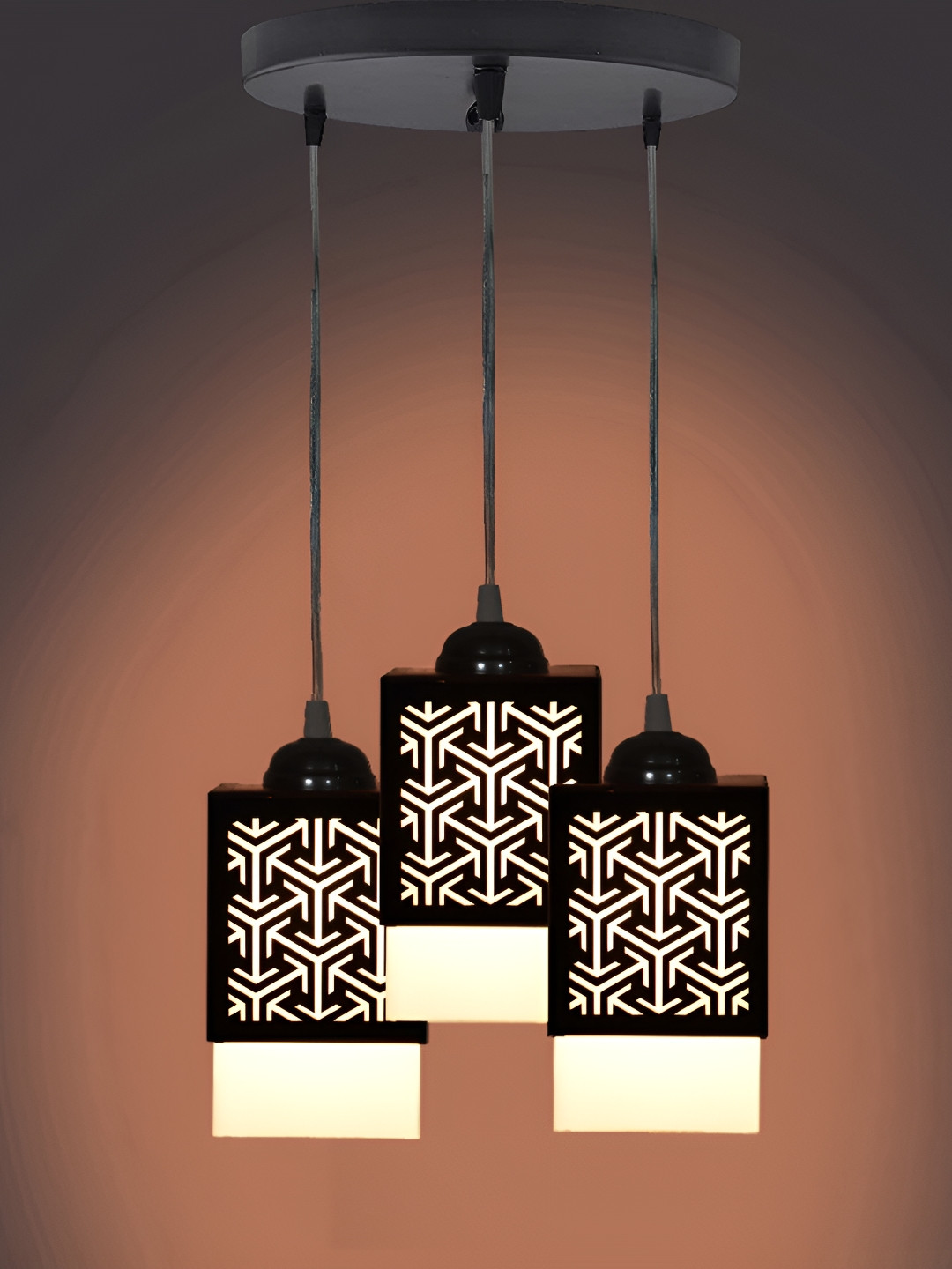 

1ST TIME Black Textured Wooden Rectangular Traditional Ceiling Lamp