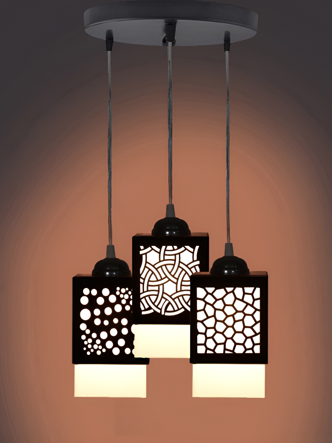 

1ST TIME Black & White Wooden Textured Contemporary Ceiling Lamp