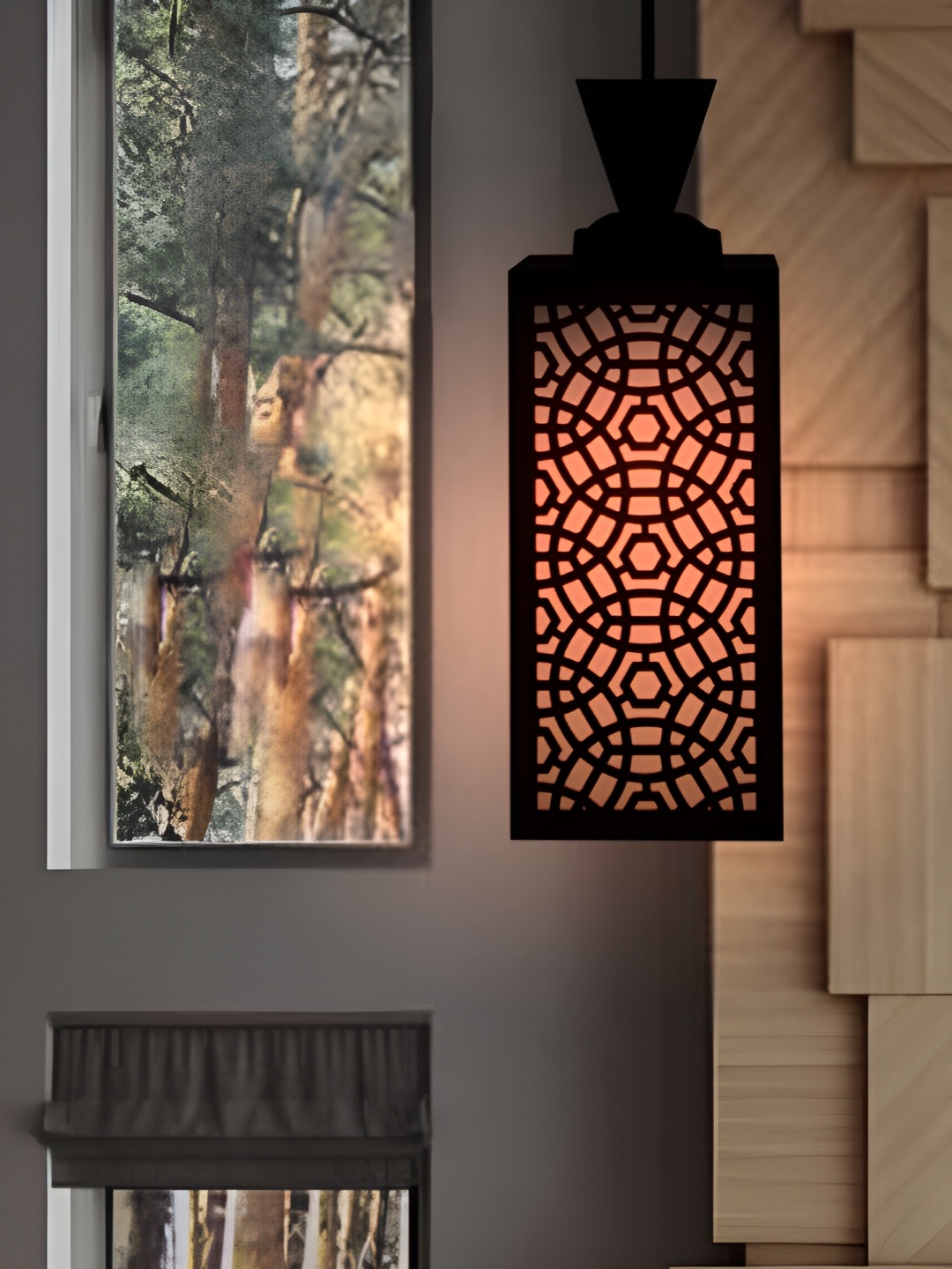 

1ST TIME Brown & Black Textured Traditional Ceiling Lamp