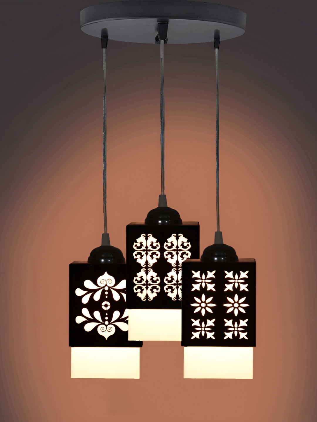 

1ST TIME Black and White Wooden Textured Traditional Ceiling Lamp