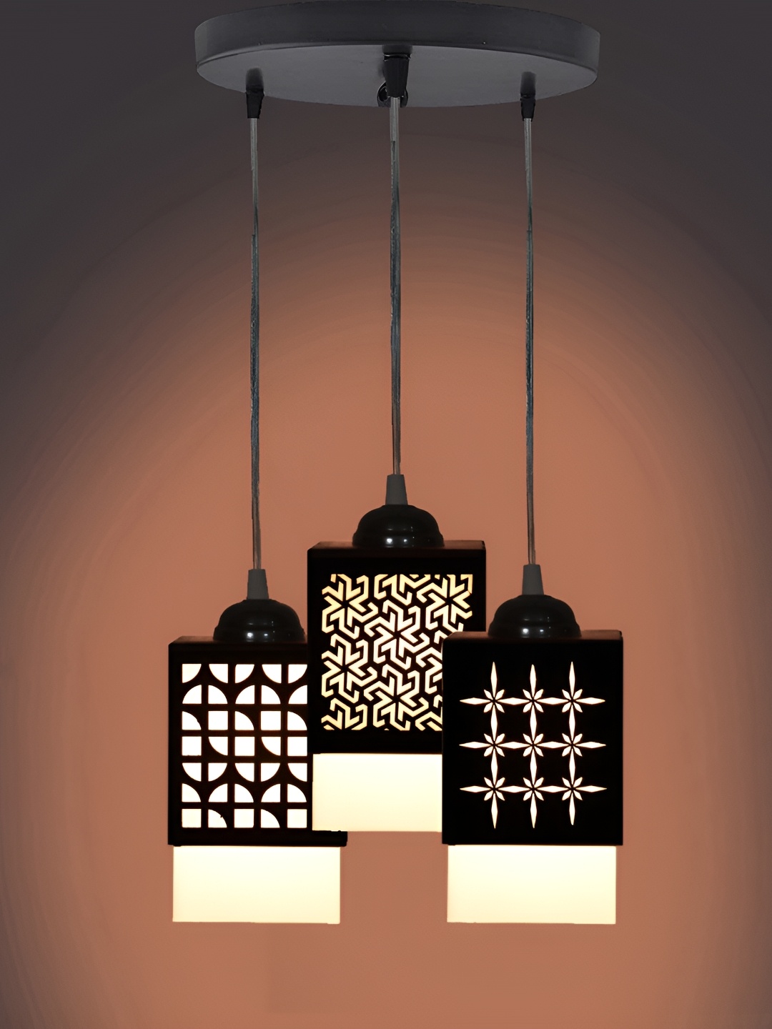 

1ST TIME Black & White Textured Wooden Rectangular Contemporary Ceiling Lamp