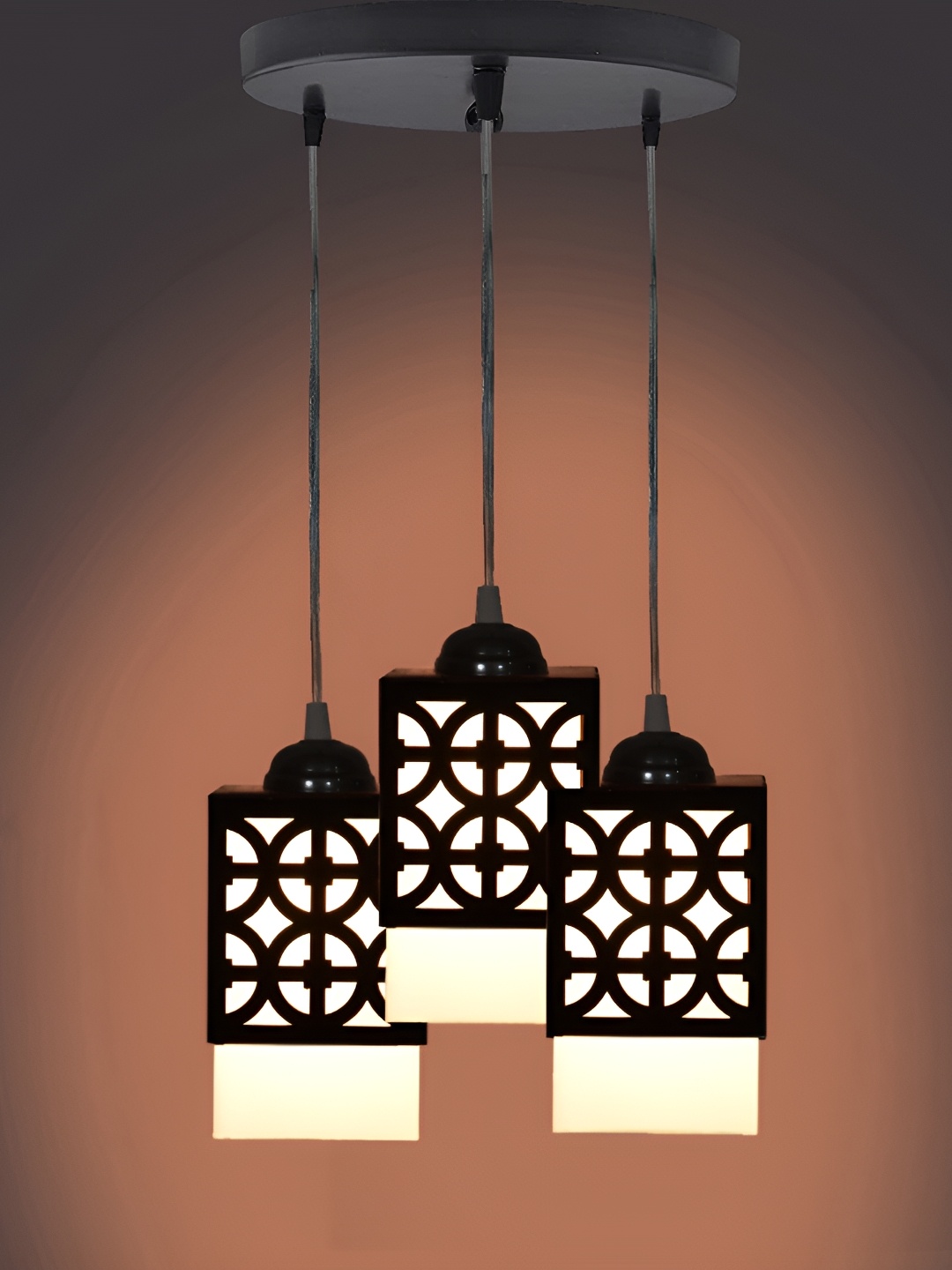 

1ST TIME Black & White Textured Wooden Contemporary Rectangle Shaped Ceiling Lamp