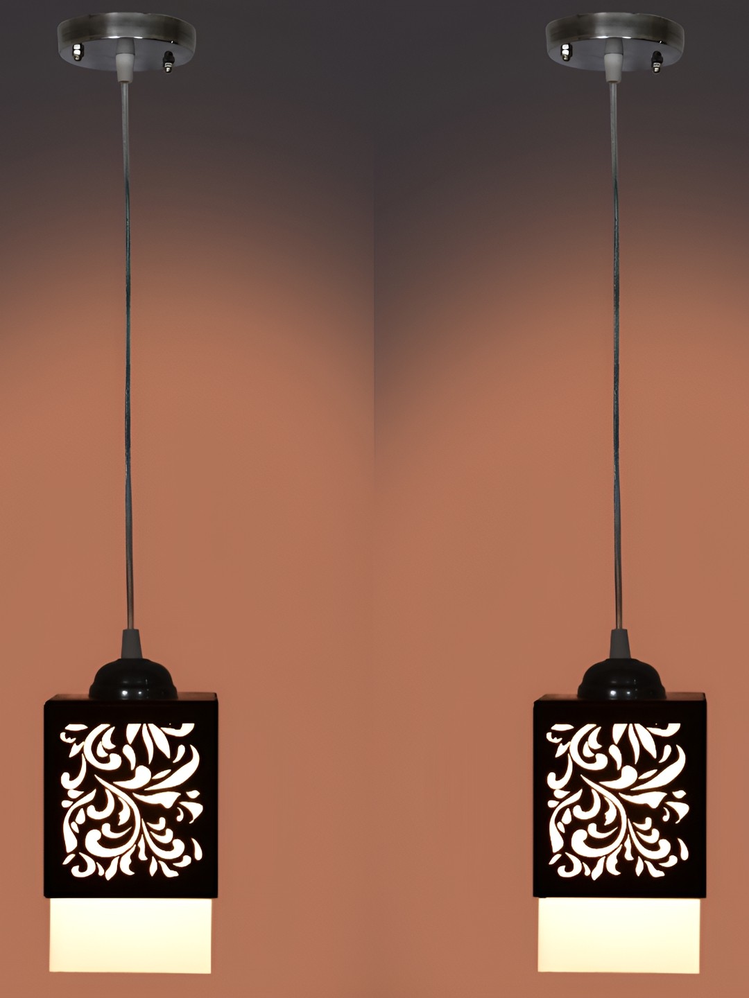 

1ST TIME Black & White 2 Pieces Textured Wooden Ceiling Lamp