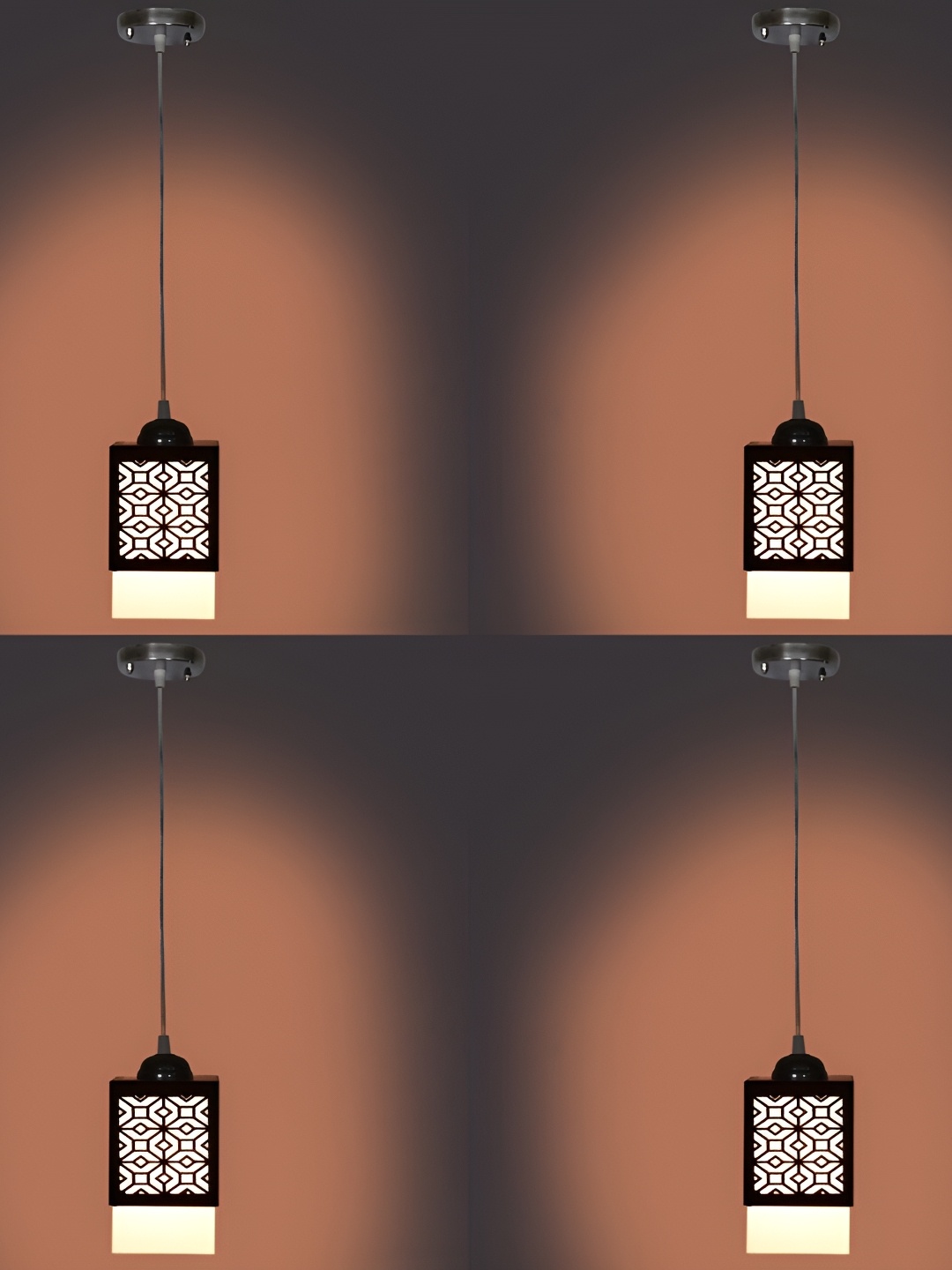 

1ST TIME Black & Grey 4 Pieces Textured Wooden Ceiling Lamp