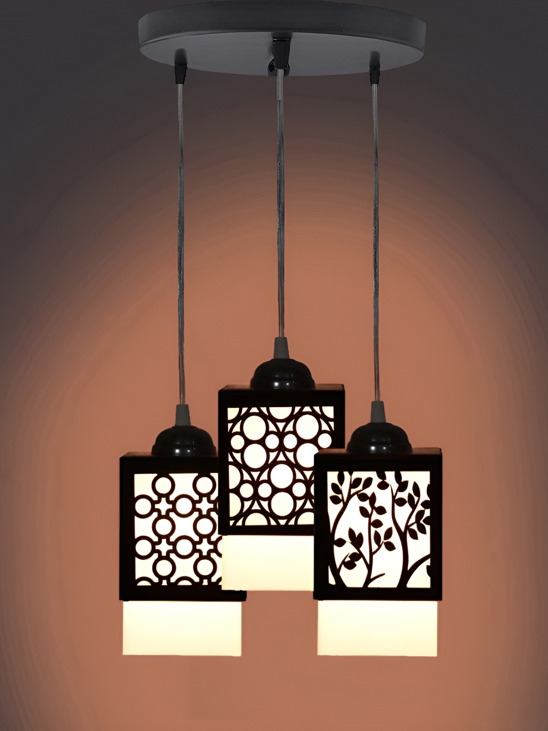 

1ST TIME Black & White Textured Wooden Contemporary Rectangle Shaped Ceiling Lamp