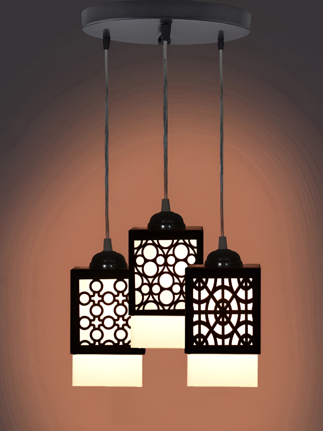 

1ST TIME Black Textured Wooden Rectangular Traditional Ceiling Lamp