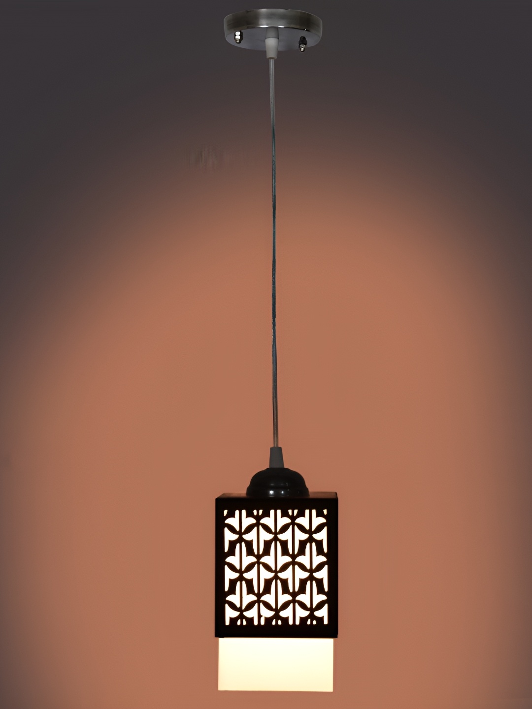 

1ST TIME Black Textured Wooden Rectangular Traditional Ceiling Lamp