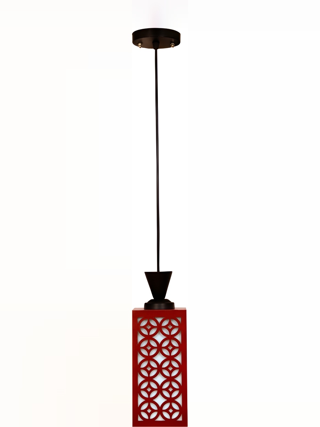 

1ST TIME Red & Black Textured Wooden Traditional Rectangle Shaped Ceiling Lamp