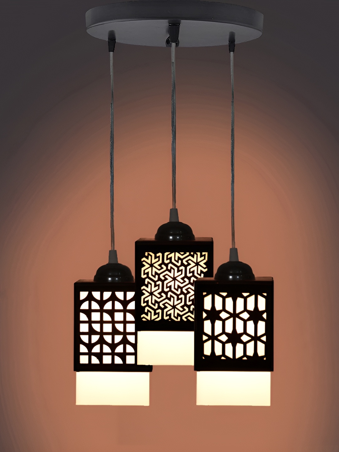 

1ST TIME Black and White Wooden Textured Traditional Ceiling Lamp