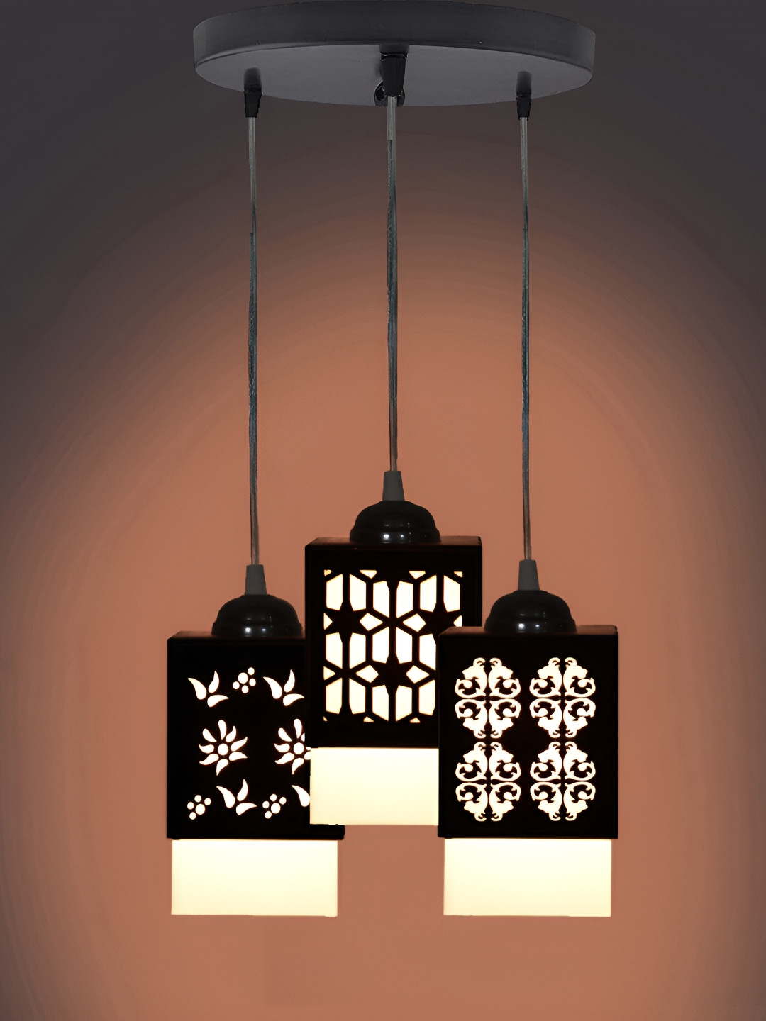 

1ST TIME Black and White Wooden Textured Traditional Ceiling Lamp