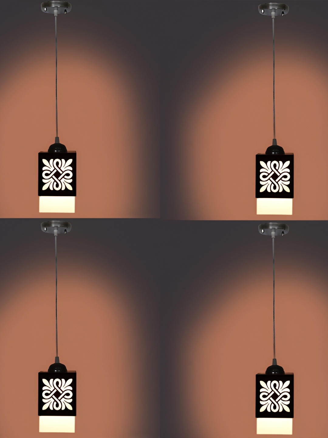 

1ST TIME Brown and White 4 Pieces Wooden Traditional Ceiling Lamps