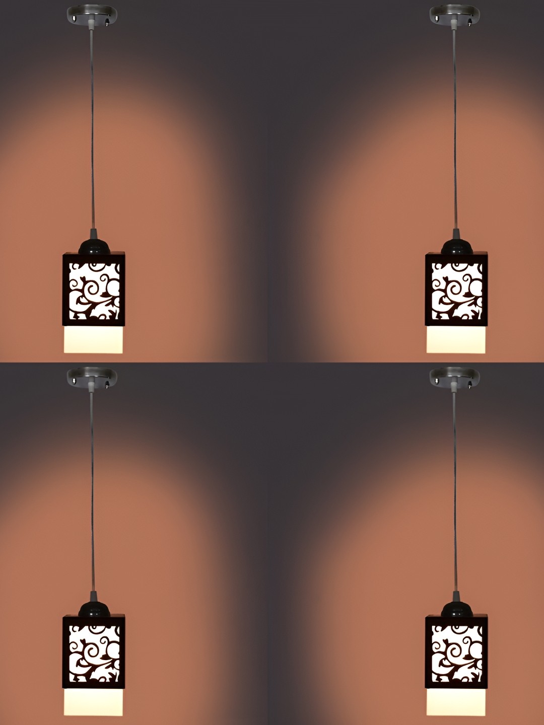 

1ST TIME Black 4 Pieces Textured Wooden Contemporary Rectangle Shaped Ceiling Lamps