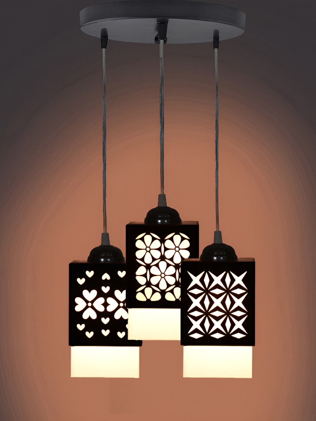 

1ST TIME Black and White Wooden Textured Traditional Ceiling Lamp
