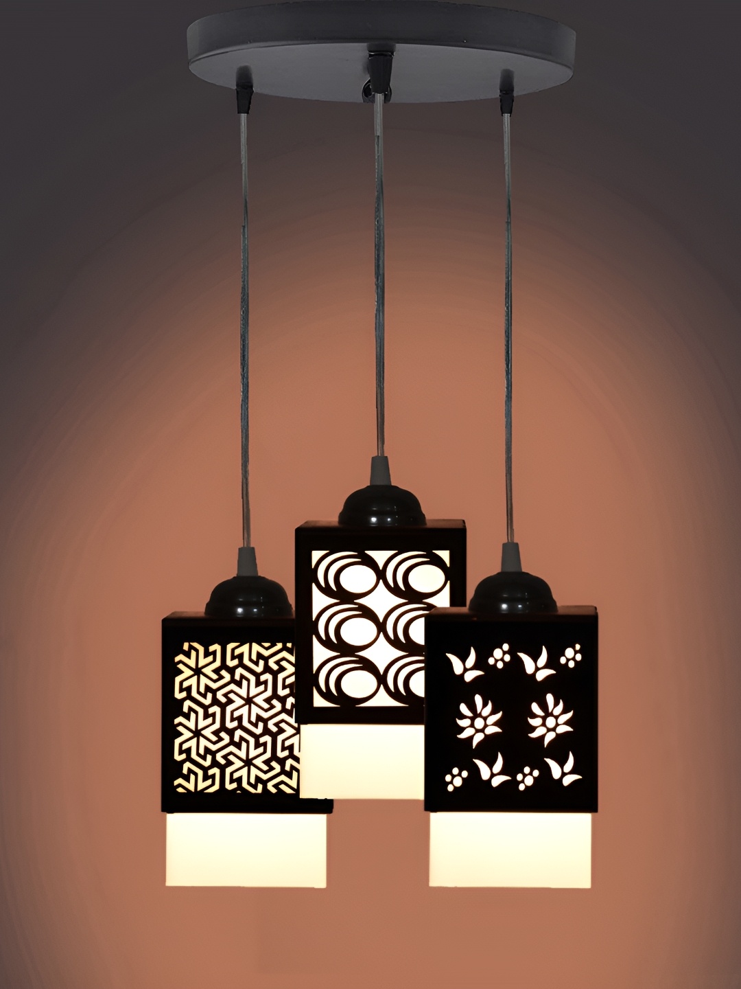 

1ST TIME Black and White Wooden Textured Traditional Ceiling Lamp