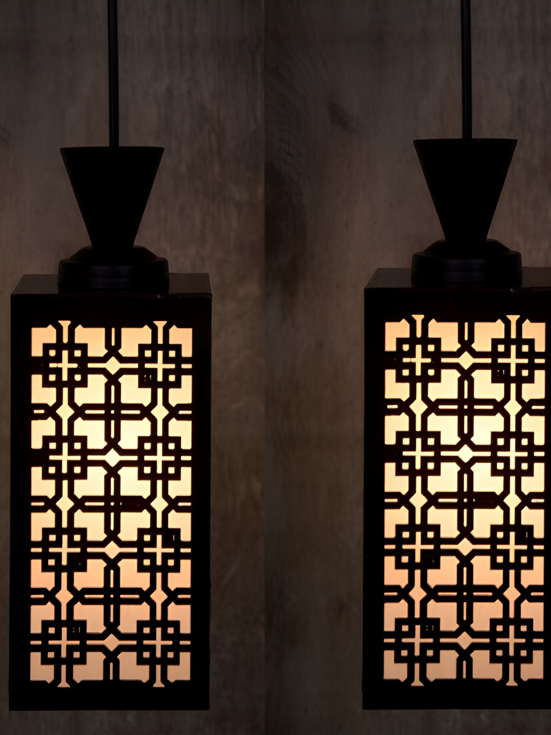 

1ST TIME Brown and White 2 Pieces Wooden Traditional Ceiling Lamps