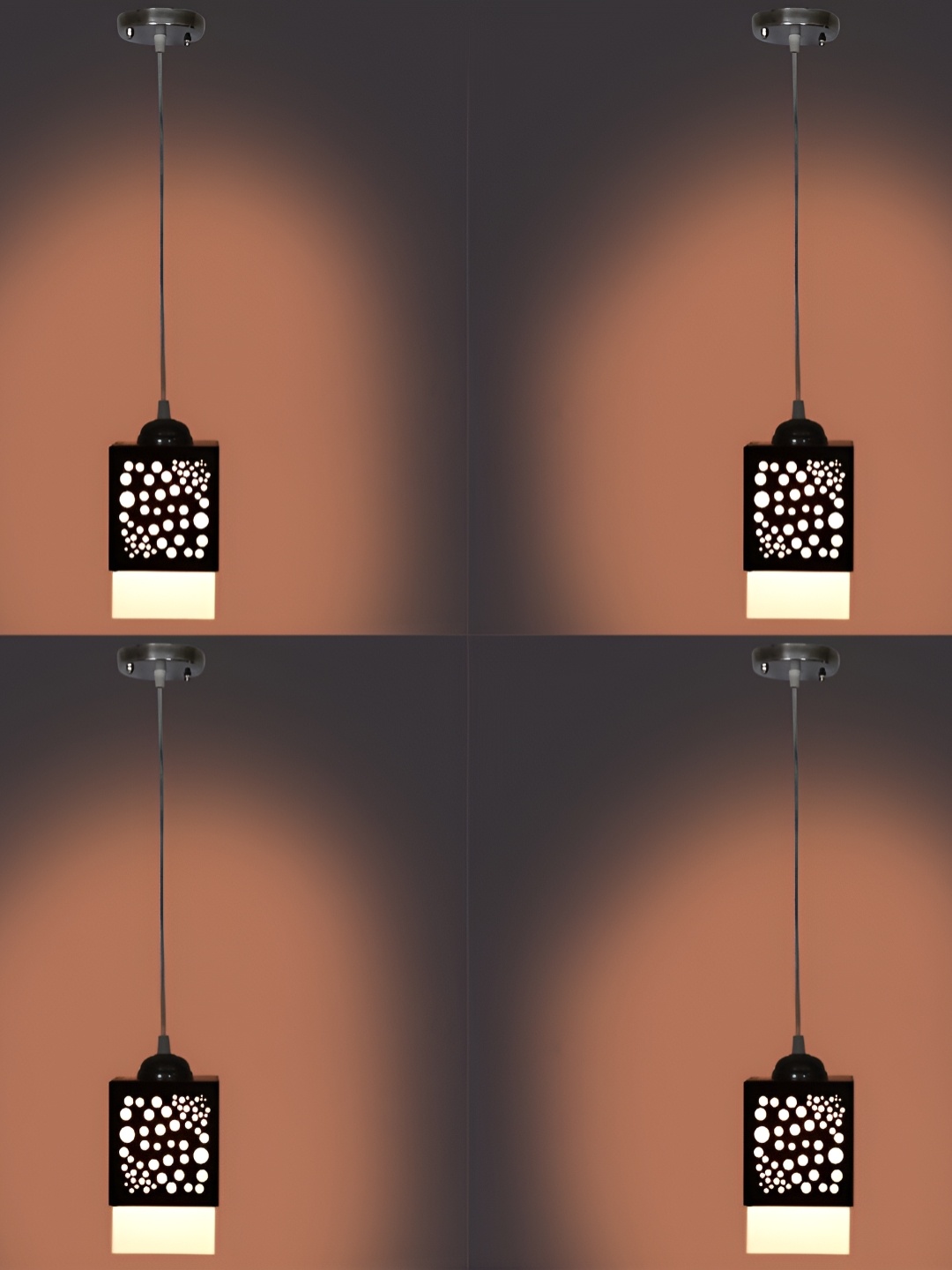 

1ST TIME Brown and White 4 Pieces Wooden Textured Traditional Ceiling Lamps
