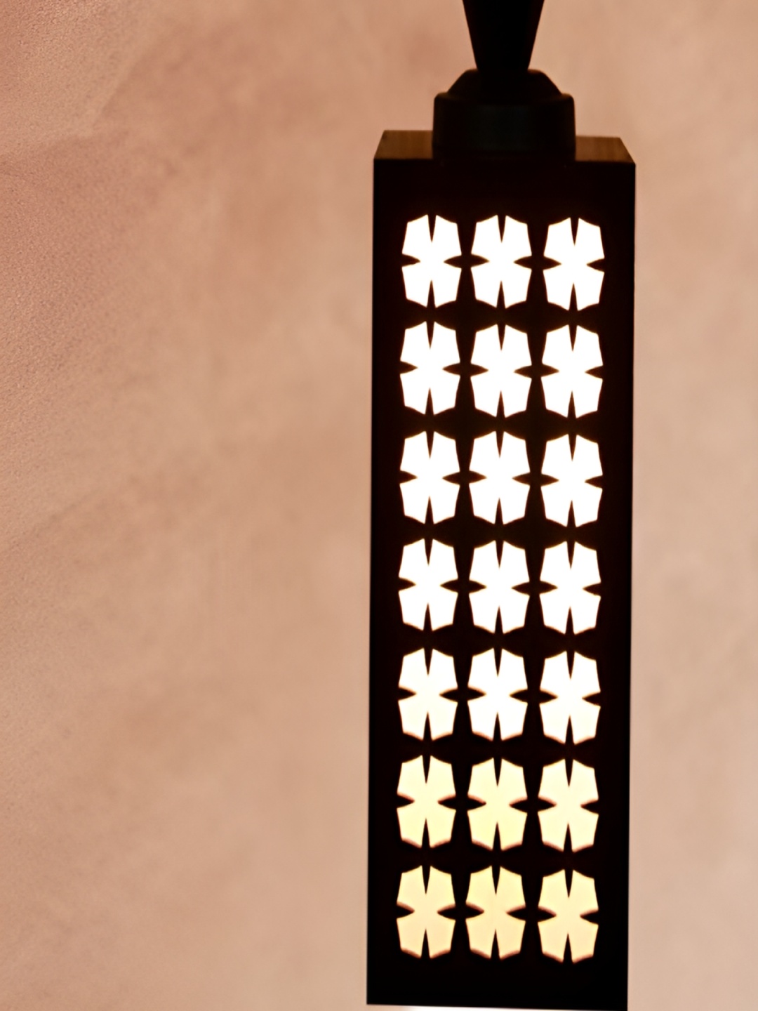 

1ST TIME Brown & White Textured Wooden Contemporary Rectangle Ceiling Lamp