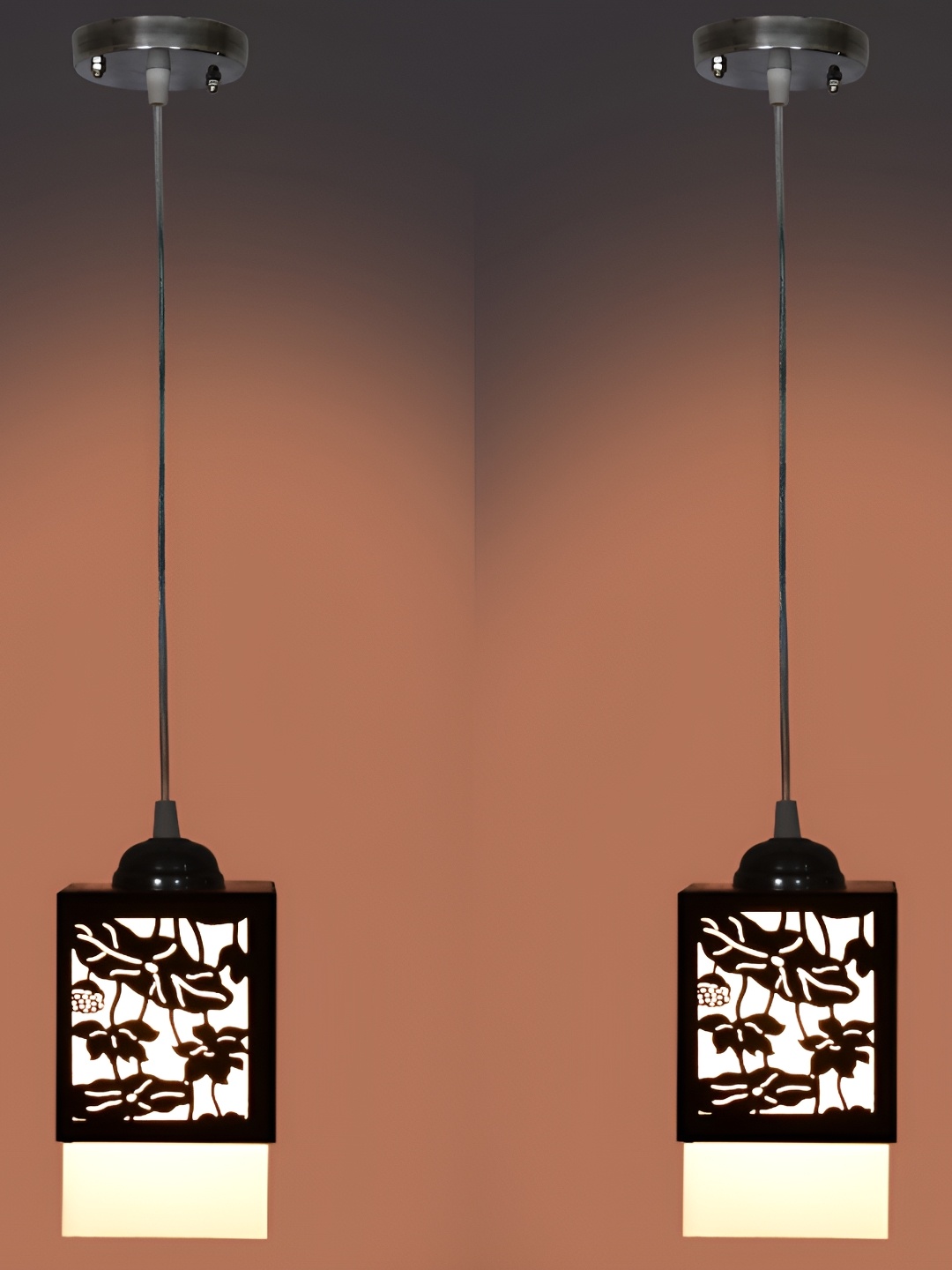 

1ST TIME Black & Yellow 2 Pieces Textured Wooden Ceiling Lamp