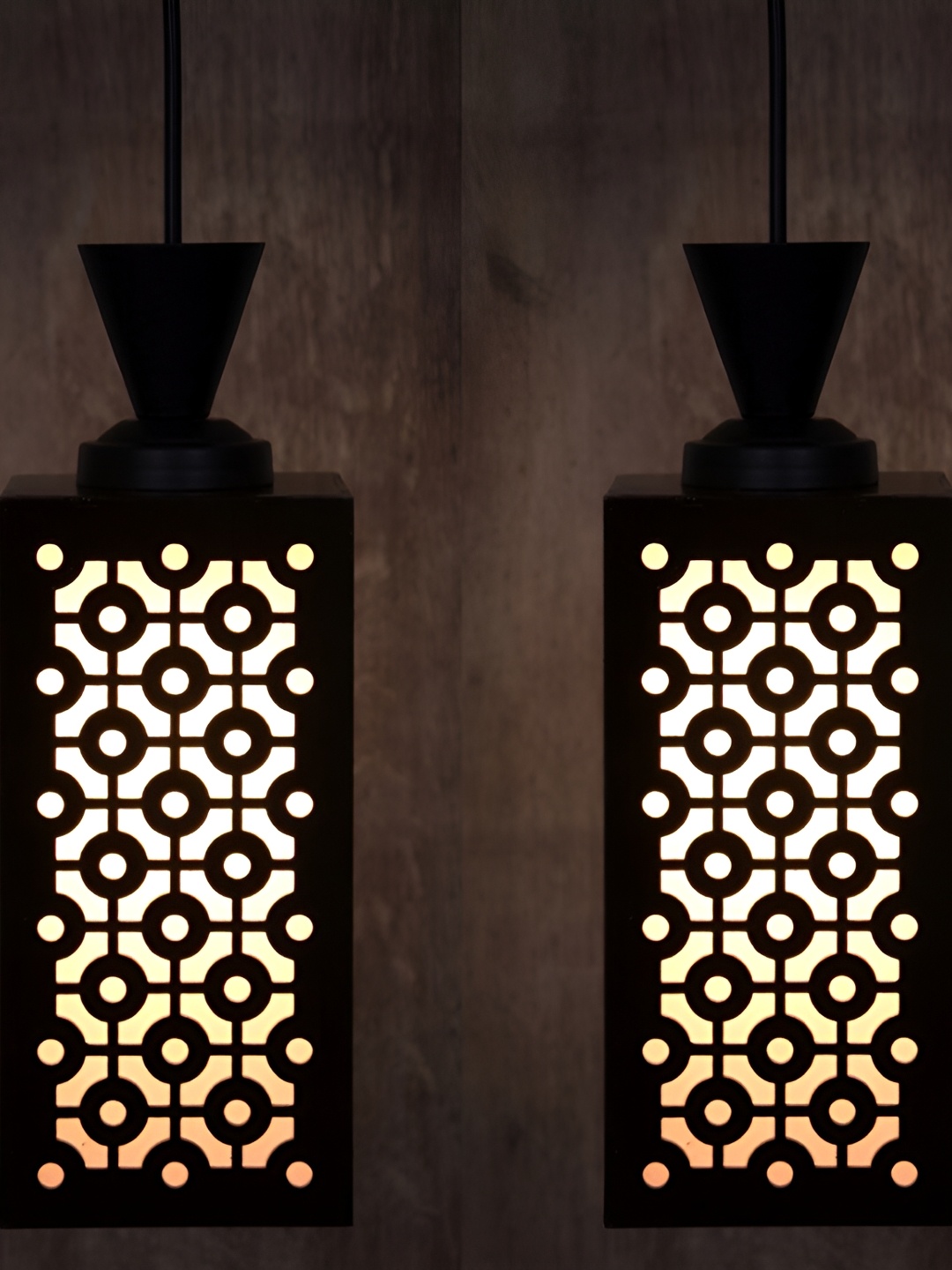 

1ST TIME Brown & Black 2 Pieces Textured Traditional Ceiling Lamps