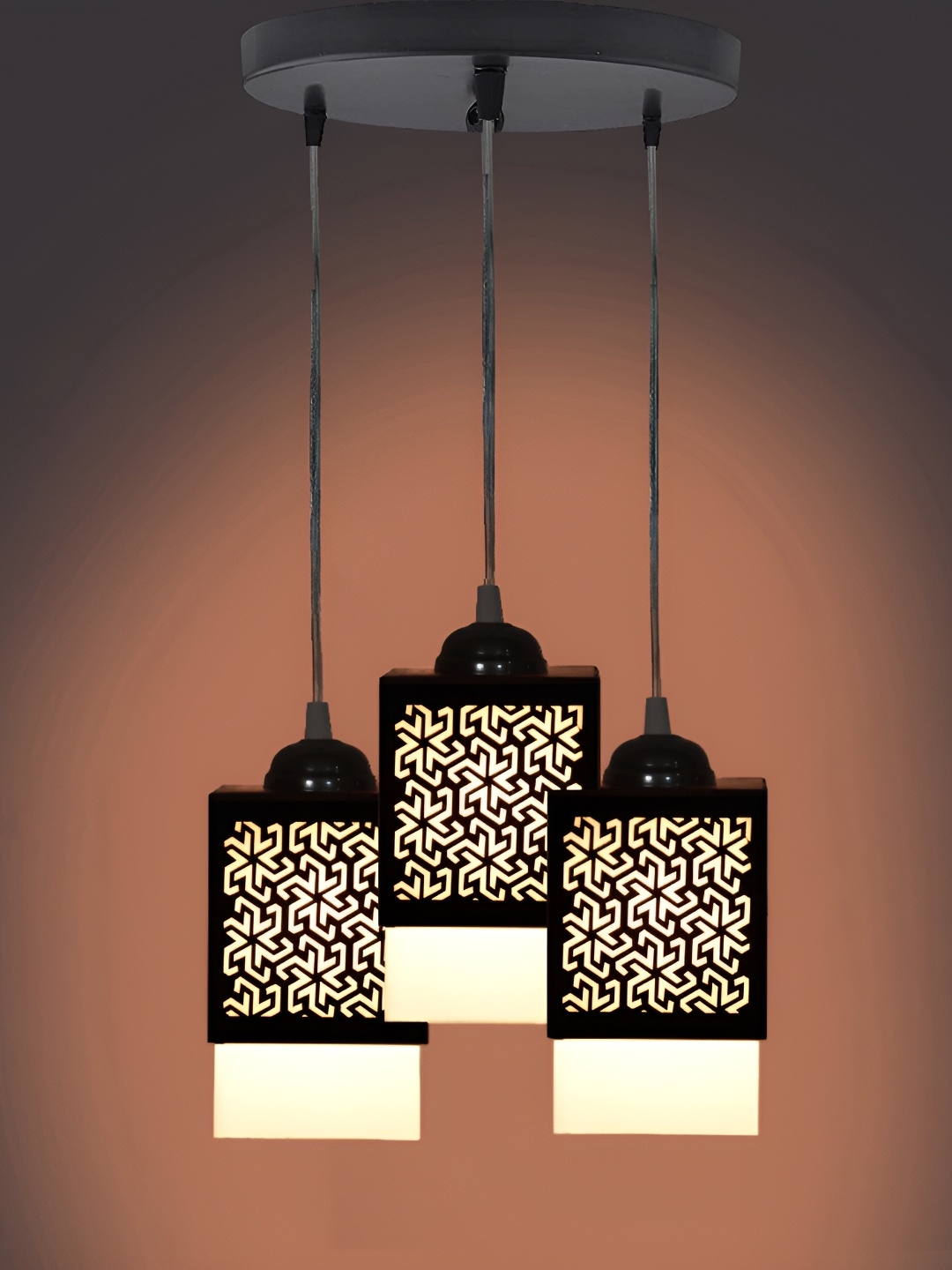 

1ST TIME Black and White Wooden Textured Traditional Ceiling Lamp