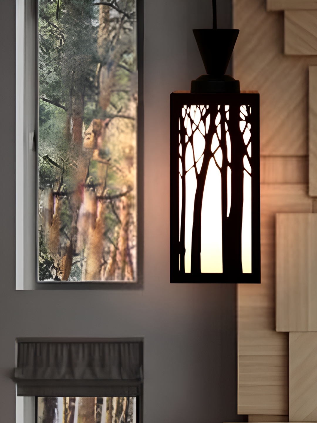 

1ST TIME Brown Textured Wooden Ceiling Lamp