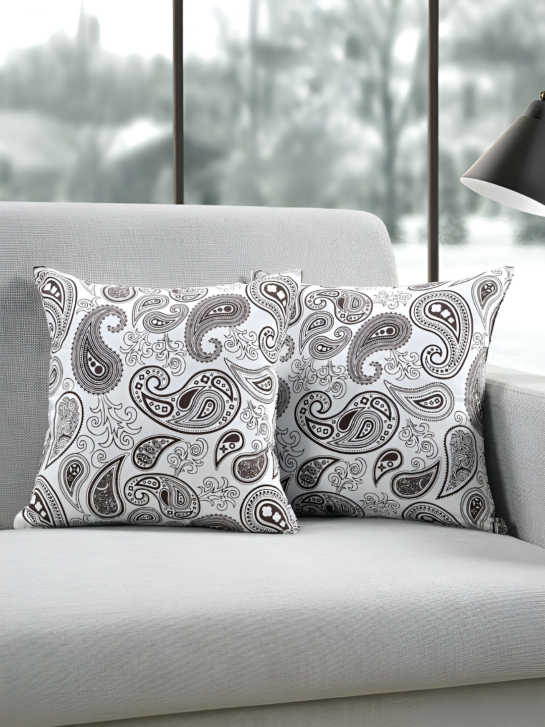 

Aurave Brown & White 2 Pieces Ethnic Motifs Square Cushion Covers