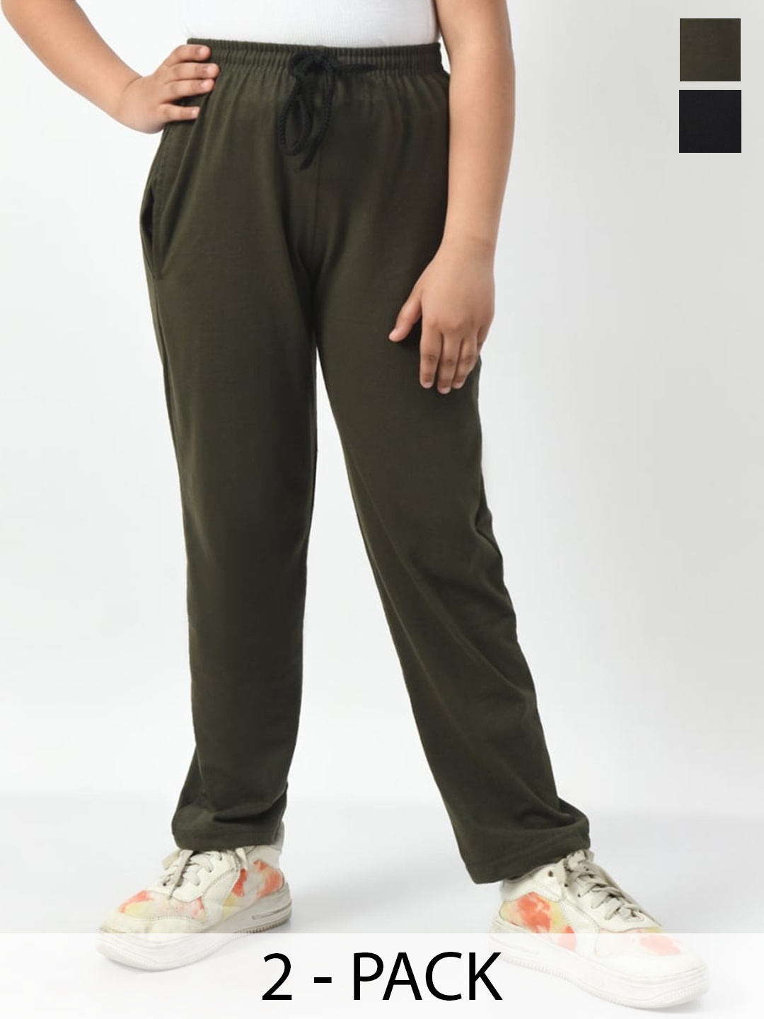 

BAESD Girls Pack Of 2 Relaxed Fit Mid Rise Track Pants, Black