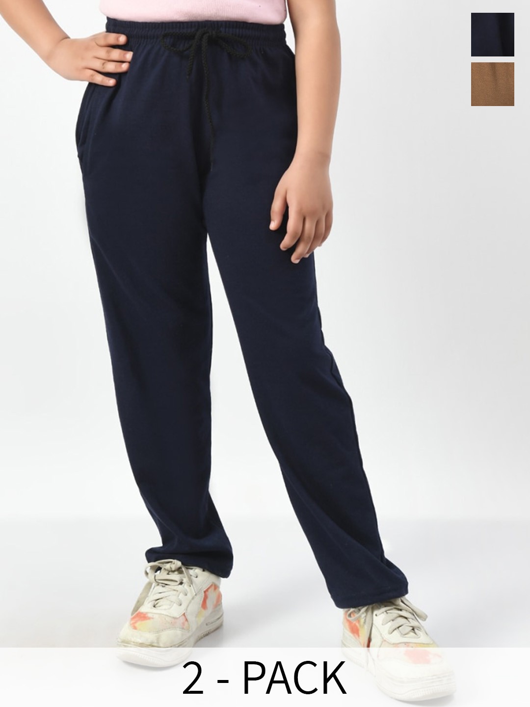 

BAESD Girls Pack Of 2 Relaxed Fit Mid Rise Track Pants, Brown