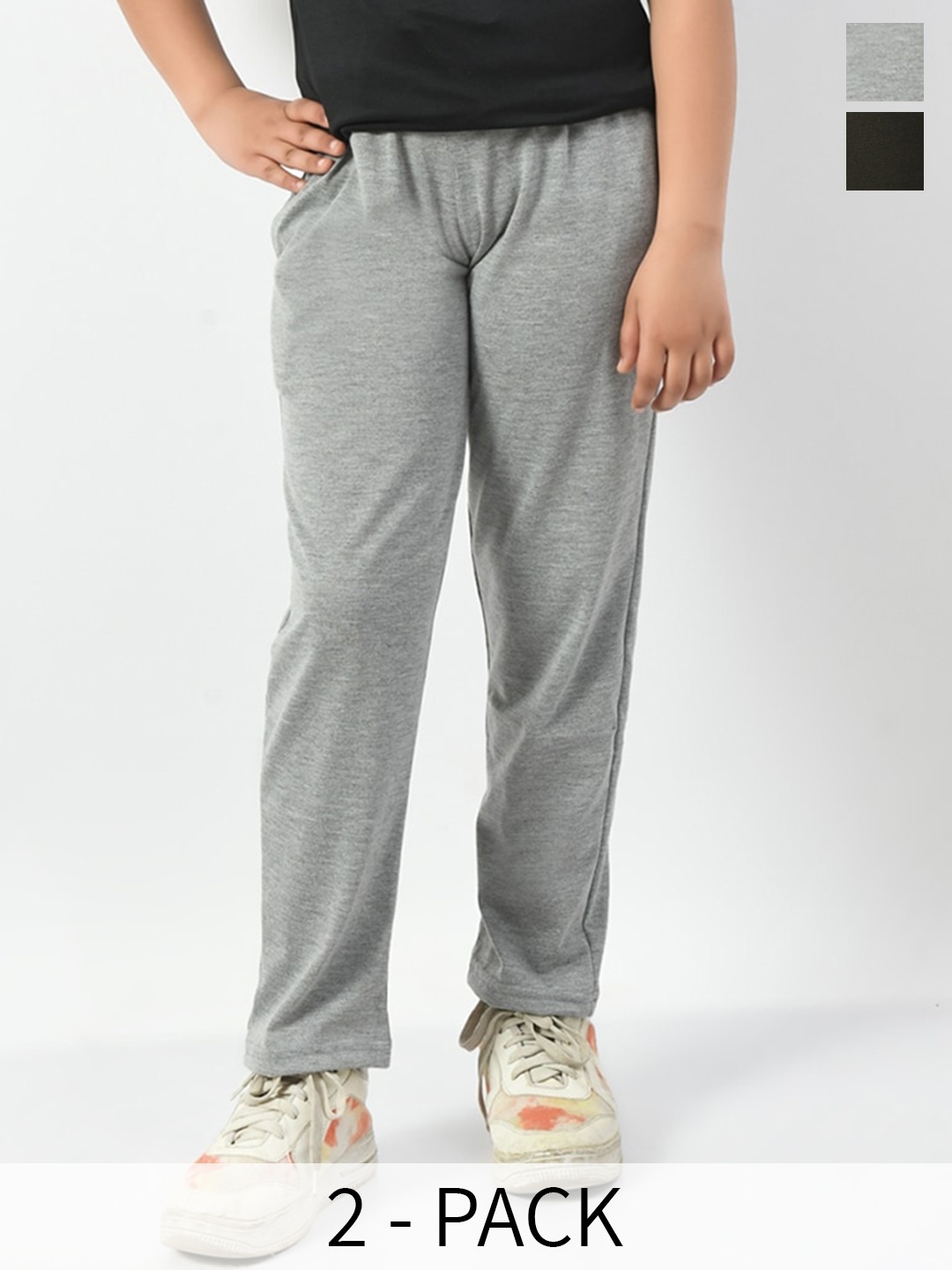 

BAESD Girls Pack Of 2 Relaxed Fit Mid Rise Track Pants, Grey