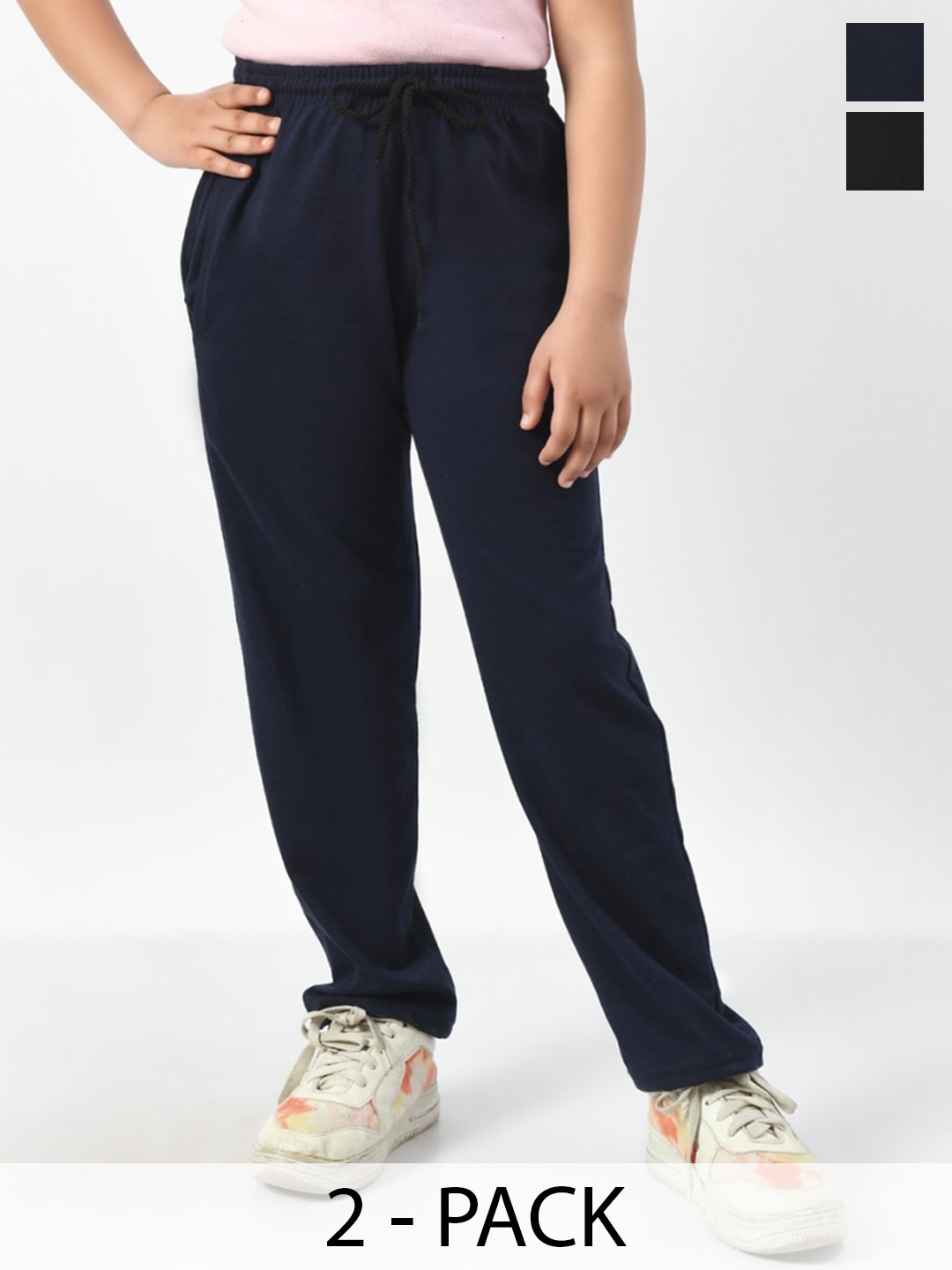 

BAESD Girls Pack Of 2 Mid Rise Track Pants, Black