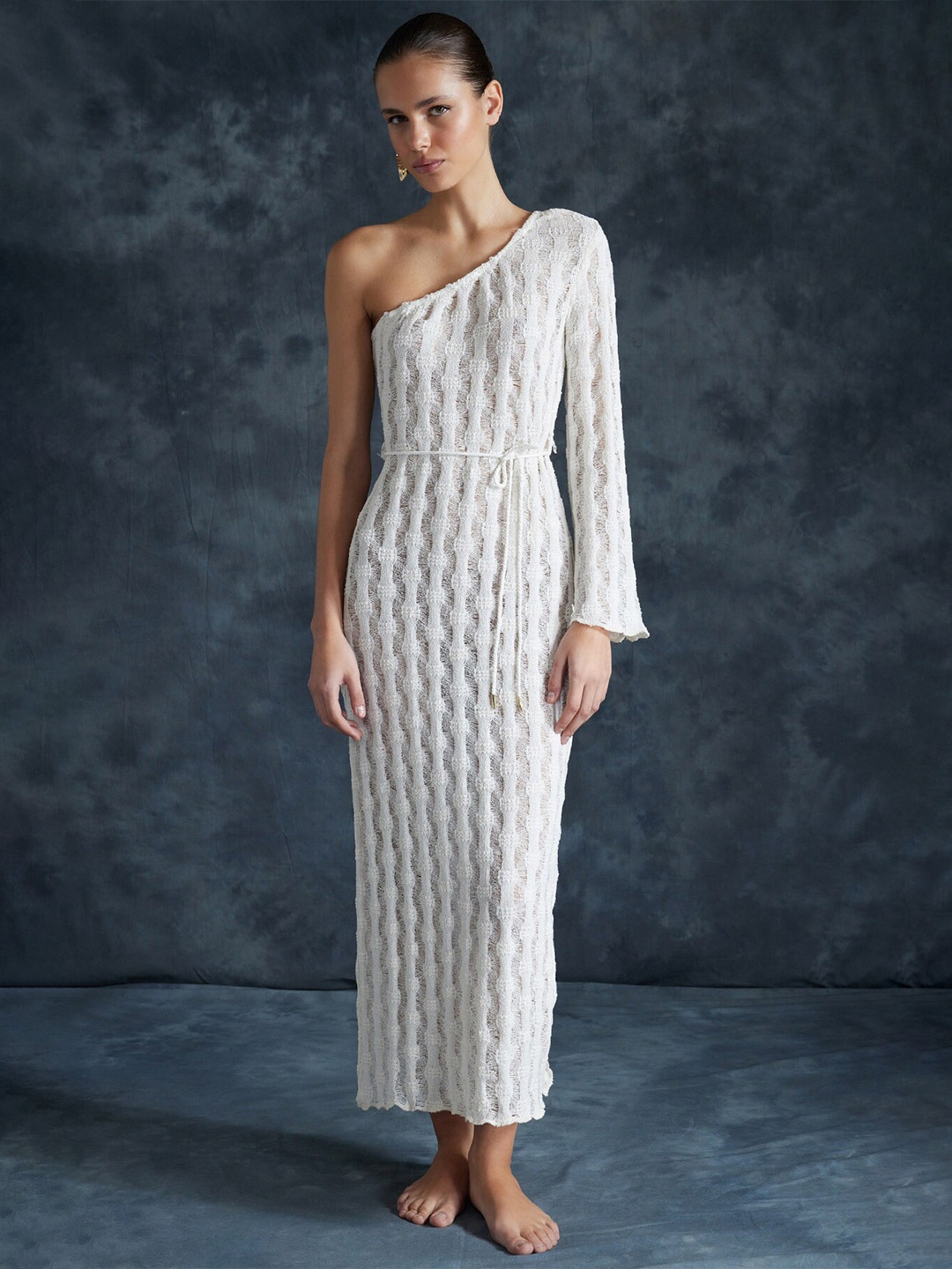

Trendyol Self Design One Shoulder Maxi Dress, White
