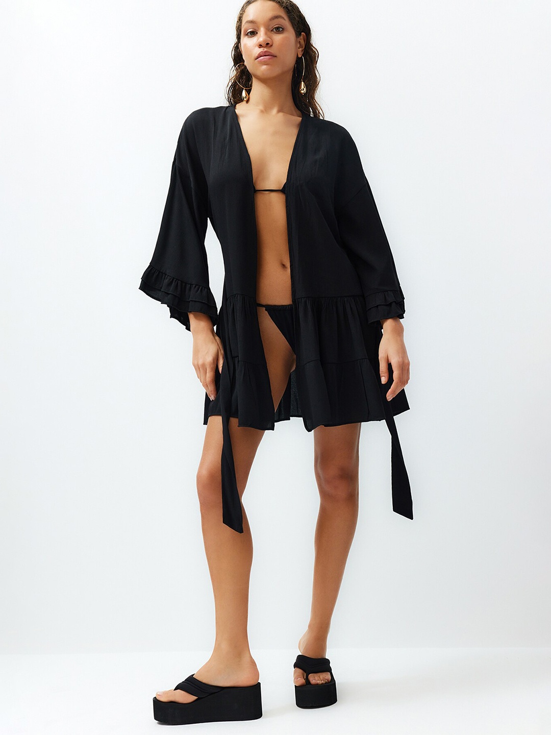 

Trendyol Bell Sleeve A-Line Dress, Black