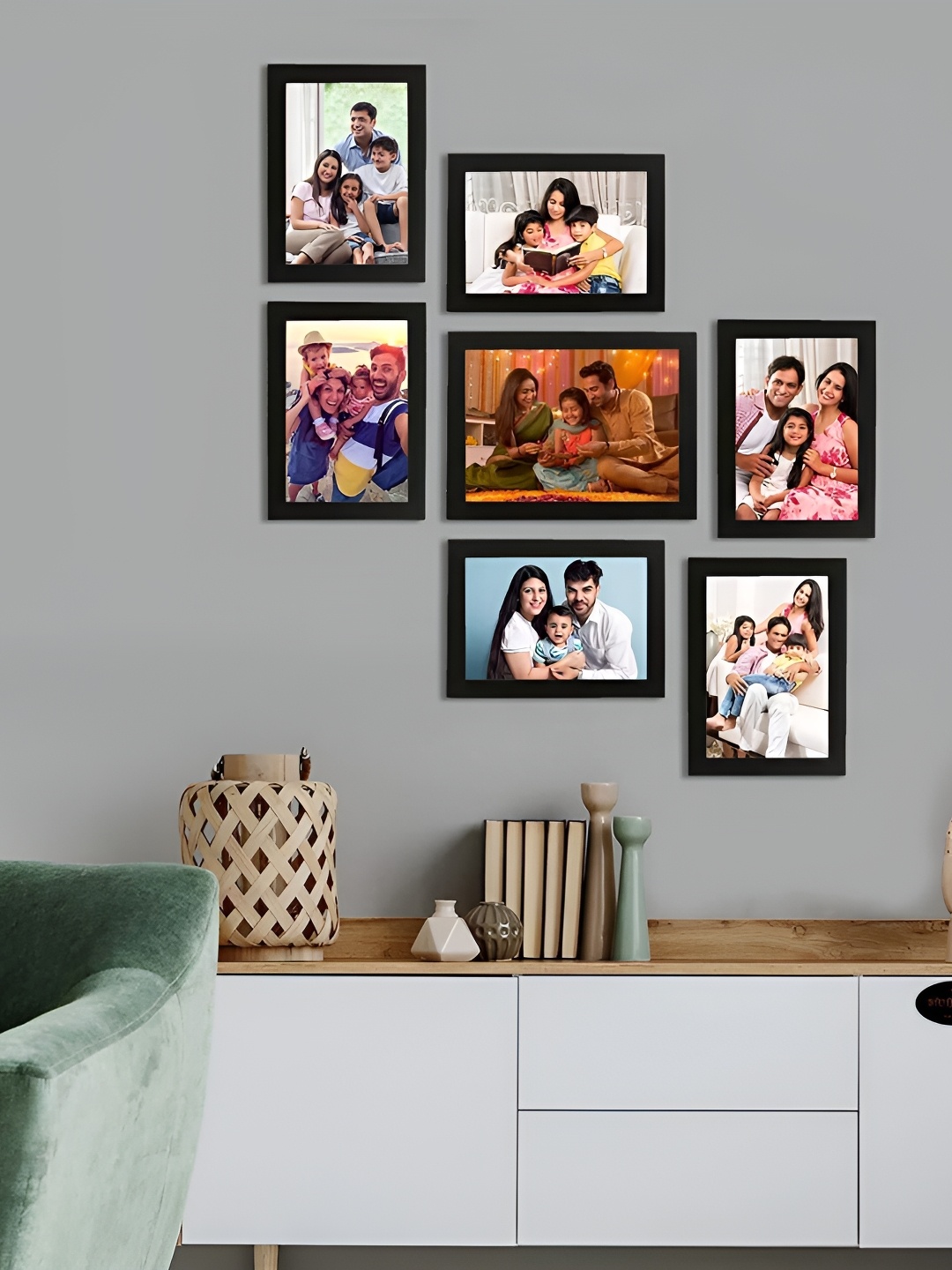 

Stuthi Arts Black 7 Pieces Wooden Wall Photo Frames