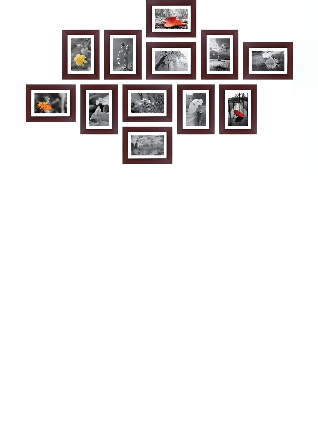 

Stuthi Arts Brown 12 Pieces Wooden Wall Photo Frames