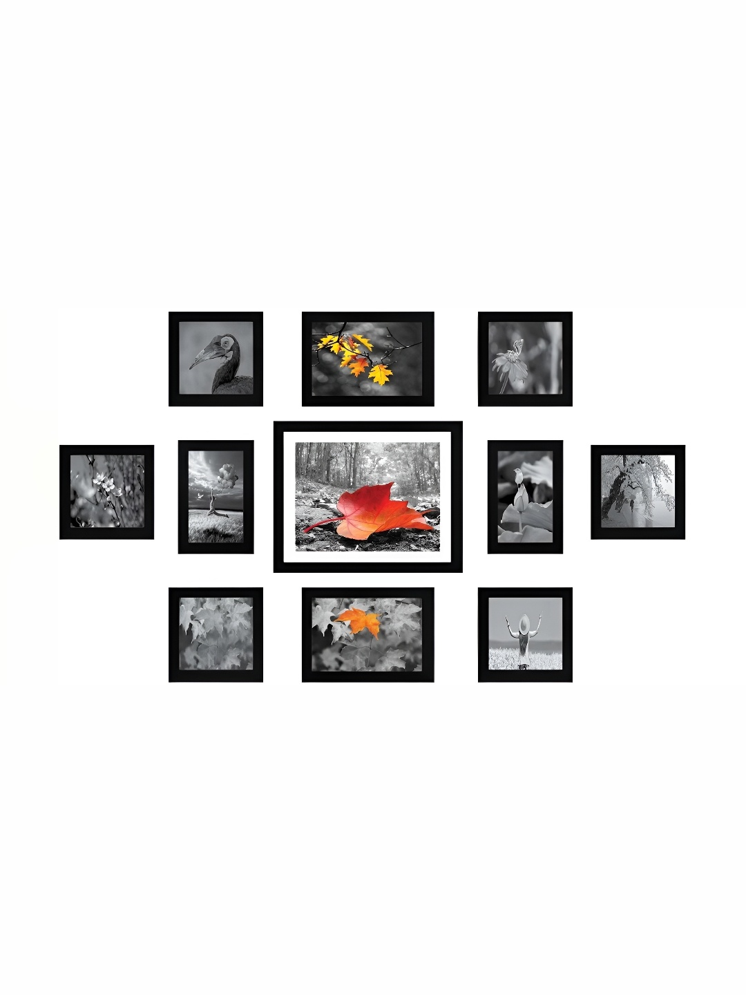 

Stuthi Arts Black 9 Pieces Wood Wall Photo Frames