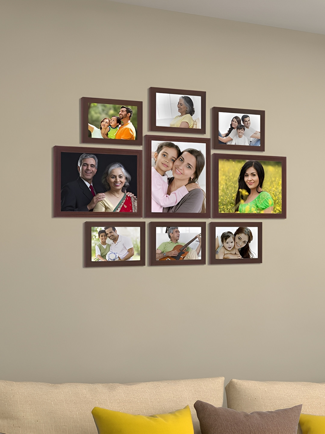 

Stuthi Arts Brown 9 Pieces Wooden Wall Photo Frames
