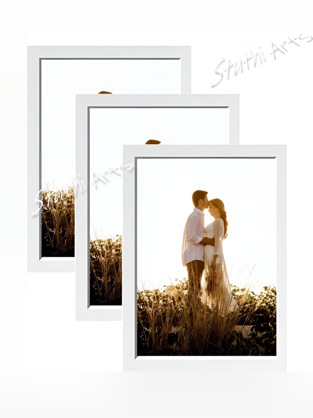 

Stuthi Arts White 3 Pieces Wood Wall Photo Frames
