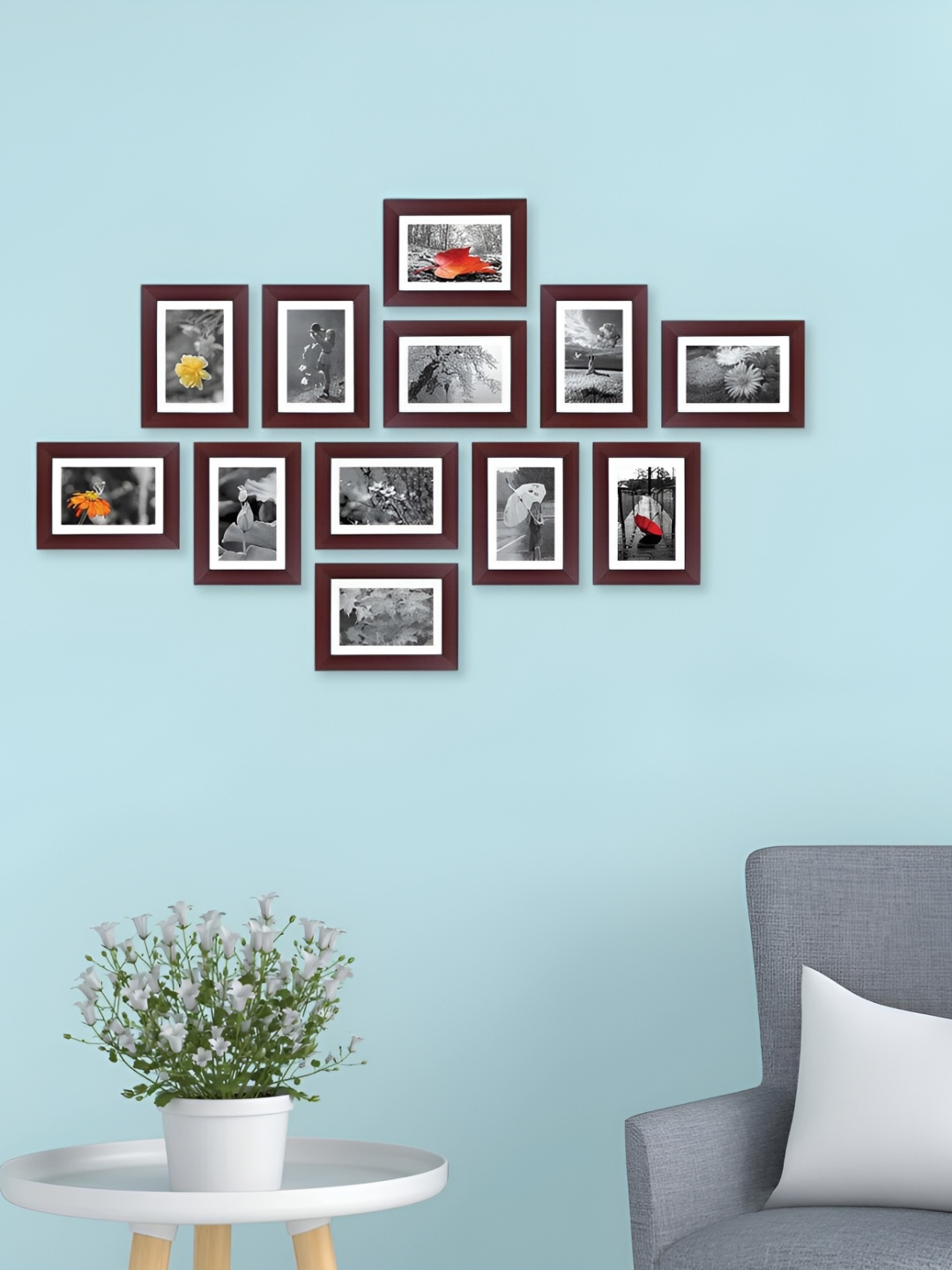 

Stuthi Arts Brown 12 Pieces Wooden Wall Photo Frames