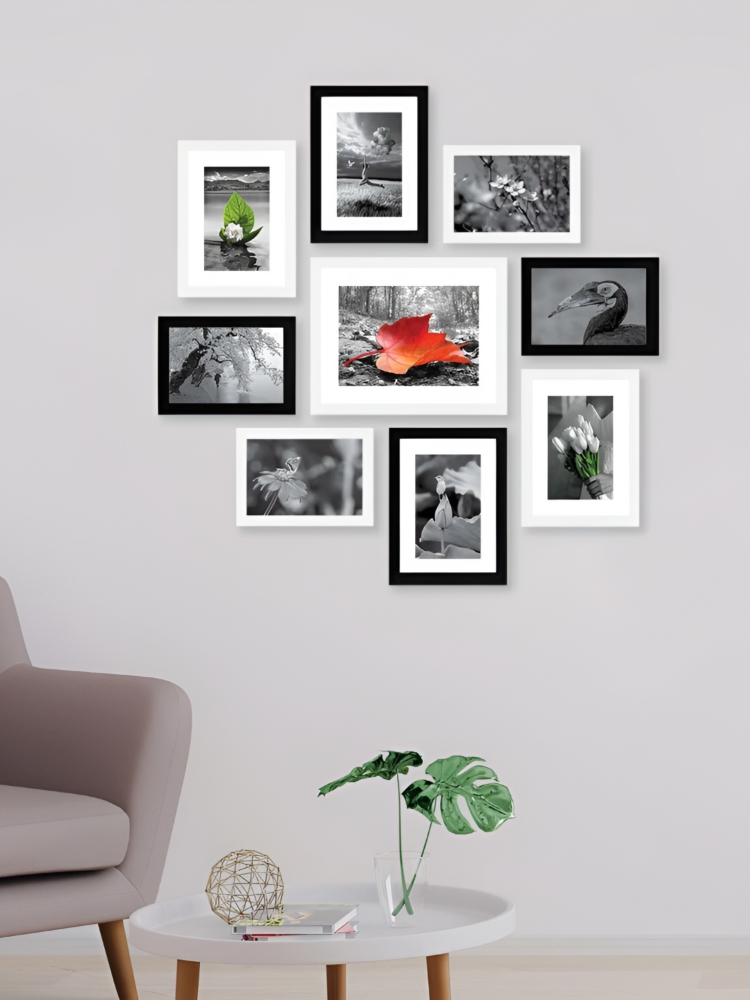 

Stuthi Arts White 9 Pieces Wooden Wall Photo Frames