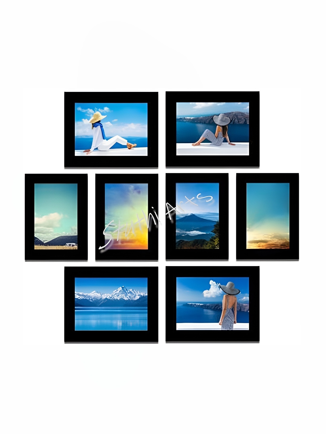 

Stuthi Arts Black 8 Pieces Wooden Wall Photo Frames
