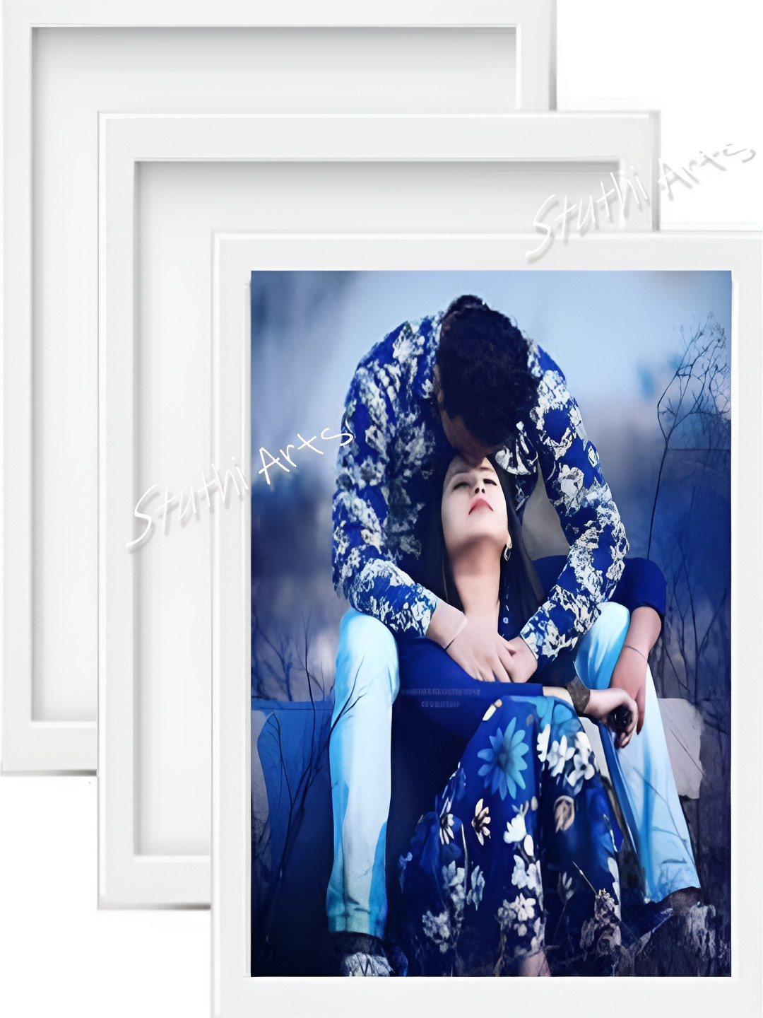 

Stuthi Arts White 3 Pieces Wooden Wall Photo Frames