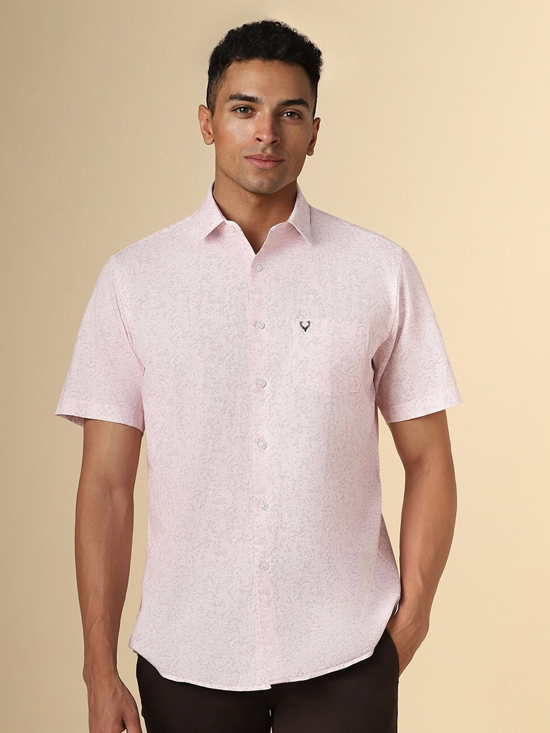 

Allen Solly Slim Fit Micro Ditsy Printed Cotton & Linen Casual Shirt, Pink
