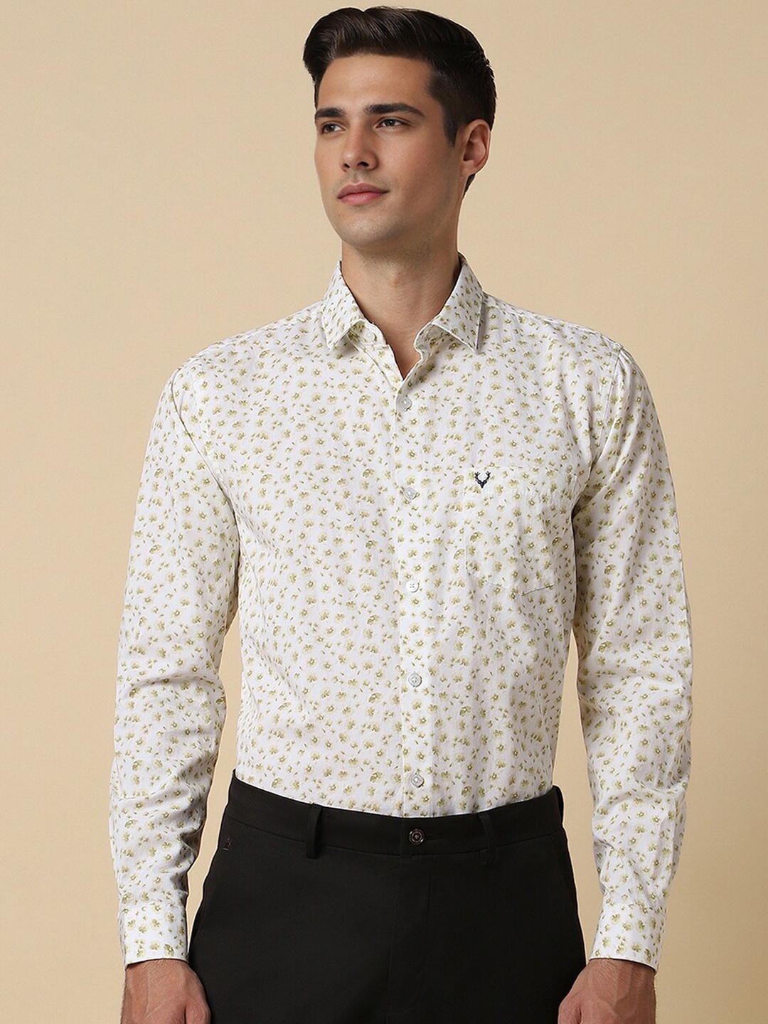 

Allen Solly Slim Fit Floral Printed Pure Cotton Formal Shirt, White