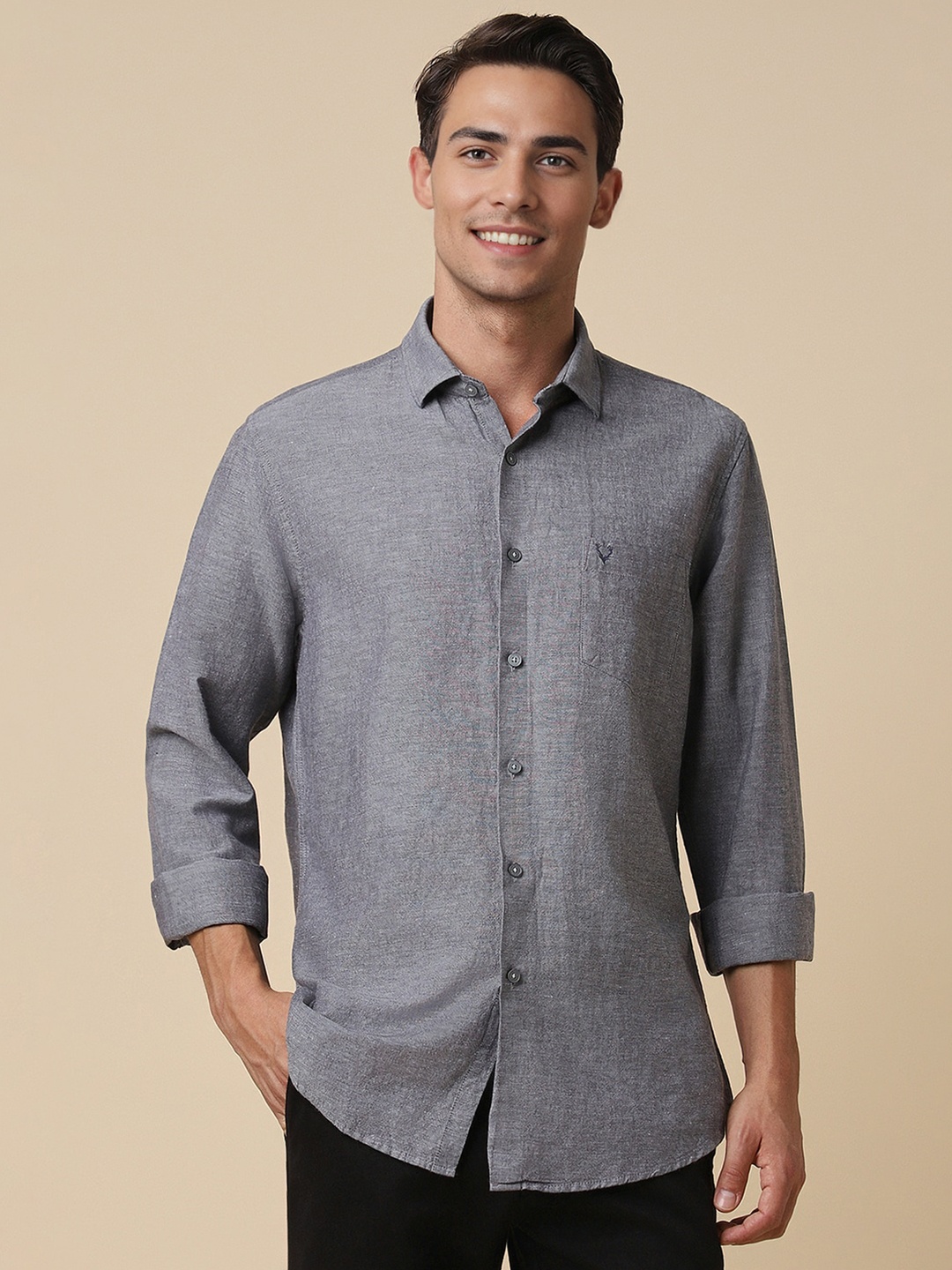 

Allen Solly Slim Fit Cotton & Linen Casual Shirt, Grey