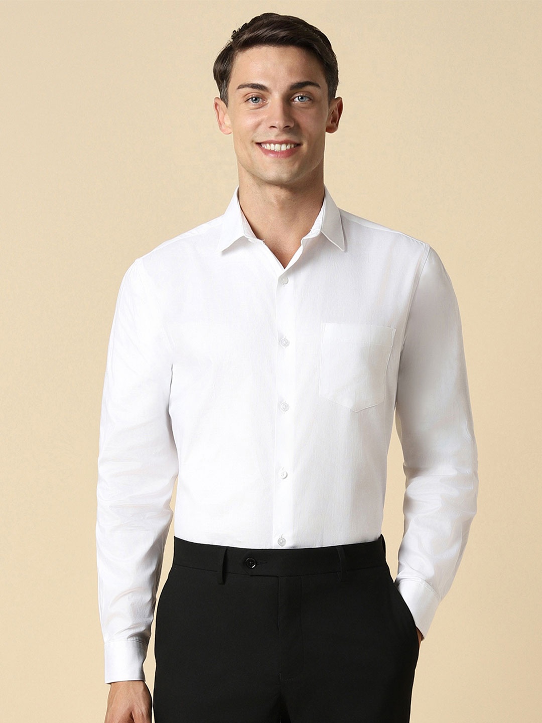 

Allen Solly Spread Collar Cotton Slim Fit Curved Formal Shirt, White