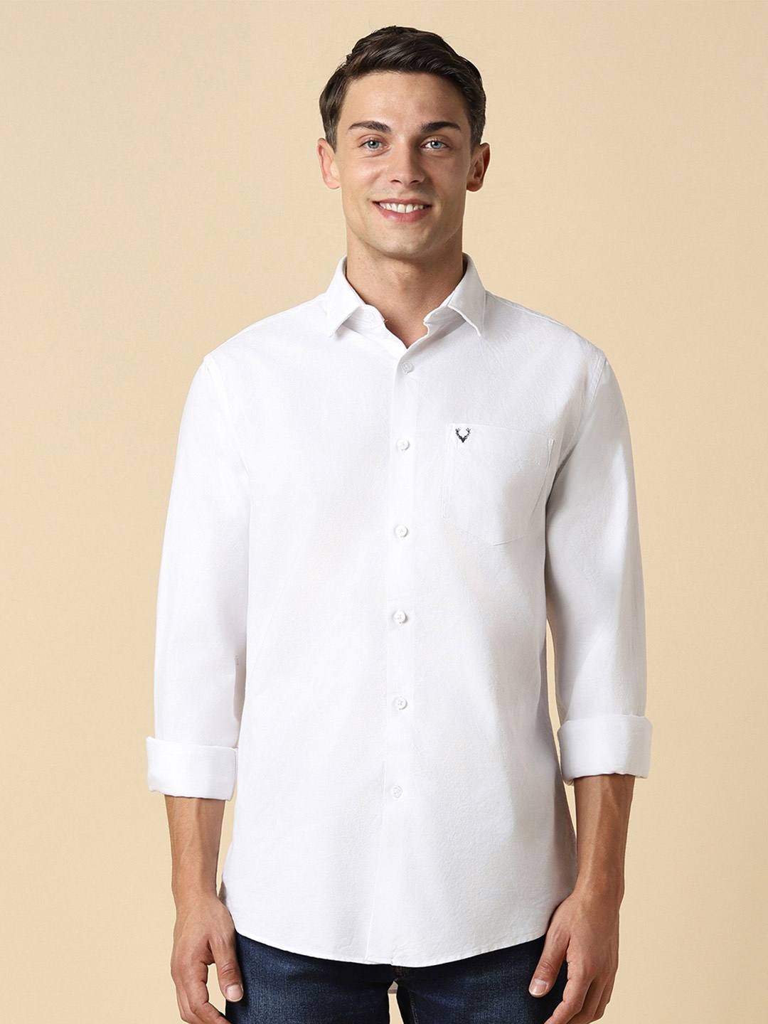 

Allen Solly Slim Fit Spread Collar Cotton Opaque Casual Shirt, White